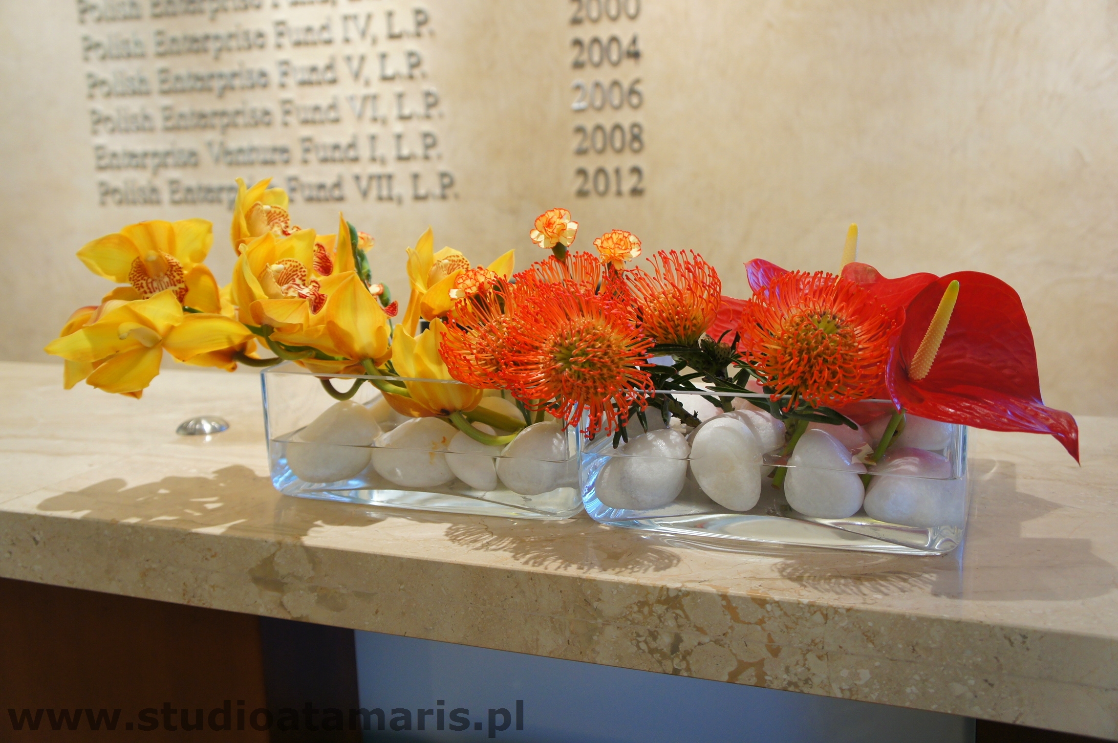 podłużna i wycieniowana dekoracja recepcji