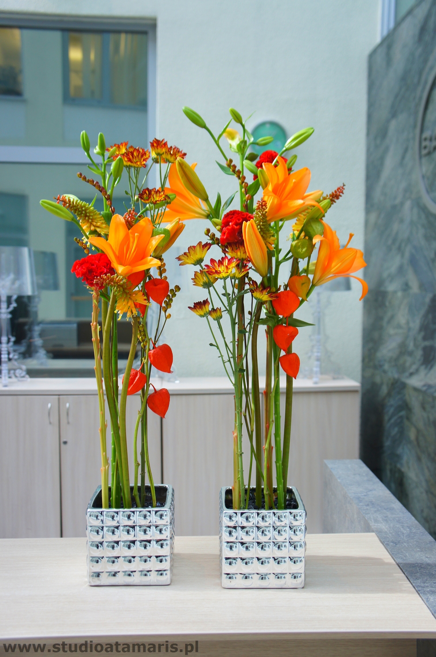 dekoracja recepcji jesienna kompozycja